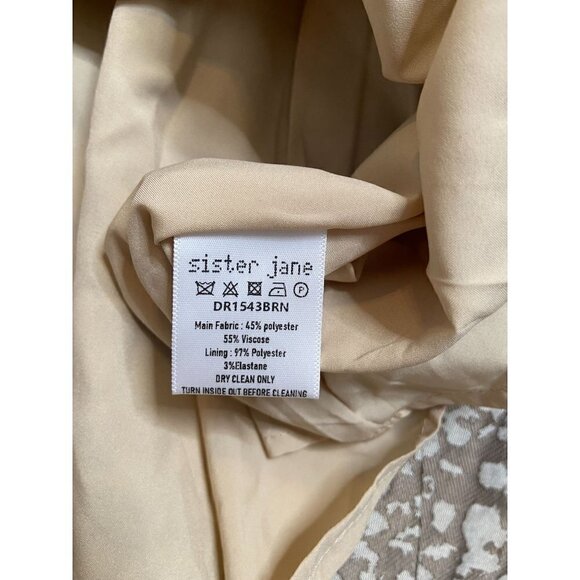 Sister Jane Tempo Leopard Jacquard Puff Sleeve Sweetheart Mini Dress Size XS - Picture 7 of 8